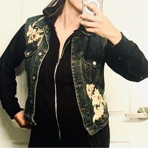 VEST EMMANUEL SCHIVILI ITALY denim vest with gold embroidery